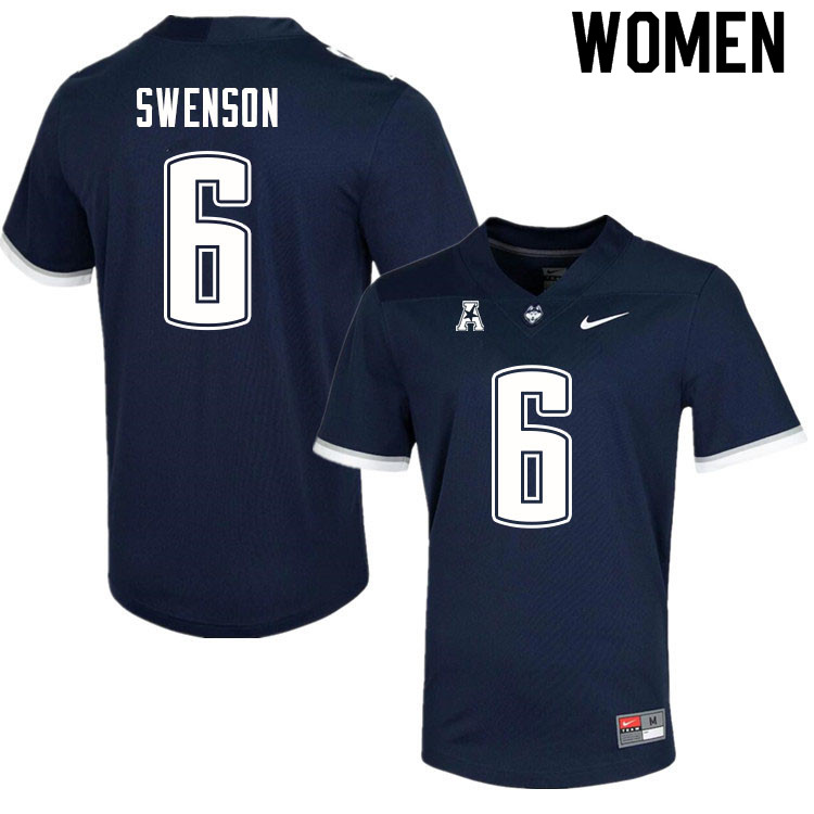 Women #6 Ian Swenson Uconn Huskies College Football Jerseys Sale-Navy - Click Image to Close